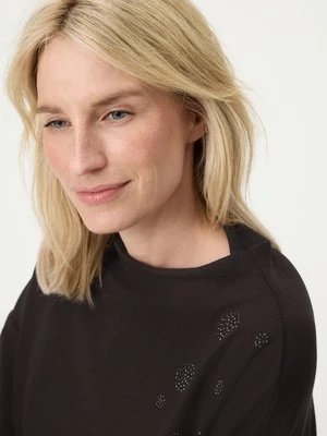Czarna bluza damska Cora Jersey z wiskozą z aplikacjami – Liaison en Vogue Olsen