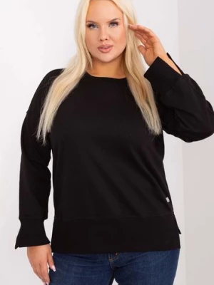 Czarna bluza damska plus size z rozcięciami na rękawach RELEVANCE