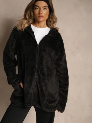 Czarna Bluza Futerko na Suwak z Kapturem Talatila yu & me