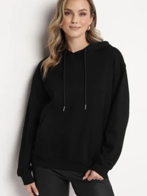 Czarna Bluza Kangurka z Kapturem i Szeroką Kieszenią Rihea studio eleven