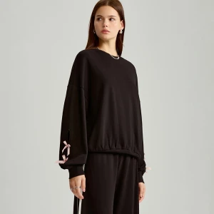 Czarna bluza loungewear z kokardkami House