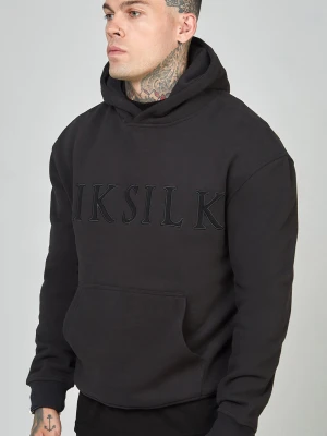 Czarna bluza męska relaxed fit z kapturem i aplikacją logo SikSilk