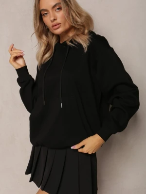 Czarna Bluza o Fasonie Klasycznej Kangurki z Kapturem Lunamoon Studio Eleven
