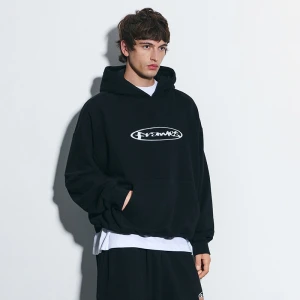 Czarna bluza oversize z kapturem i nadrukiem House
