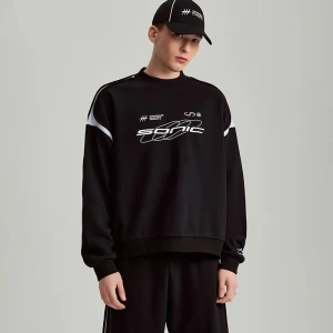 Czarna bluza oversize ze stójką i nadrukiem House