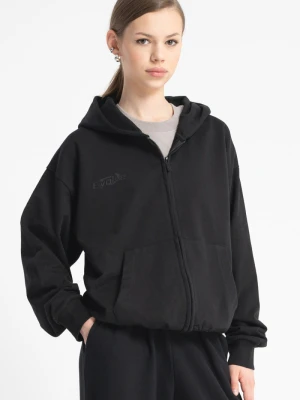 Czarna bluza REGULAR z kapturem z autorską grafiką z tyłu Reporter