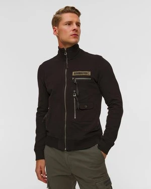 Czarna Bluza Rozpinana Męska Aeronautica Militare
