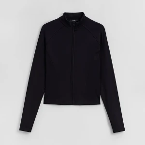 Czarna bluza rozpinana slim fit z reglanowym rękawem House