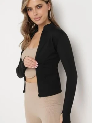 Czarna Bluza Sportowa Zapinana na Suwak Letara yu & me