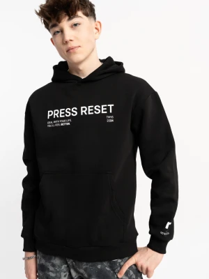 Czarna bluza UNISEX z kapturem PRESS RESET Reporter Young