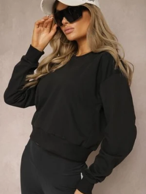Zdjęcie produktu Czarna Bluza z Bawełną ze Ściągaczami przy Rękawach i w Pasie Alberia j.style