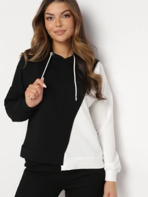 Czarna Bluza z Bawełny z Asymetrycznym Wzorem i Kapturem Revea las garras