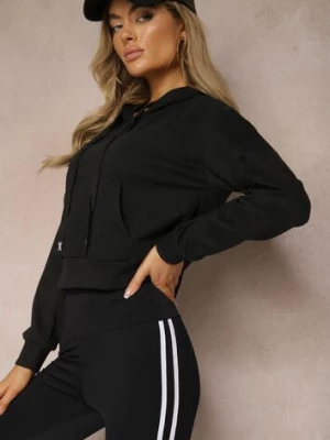 Czarna Bluza z Kapturem i Bawełną Ozdobiona Ściągaczami Evianae j.style