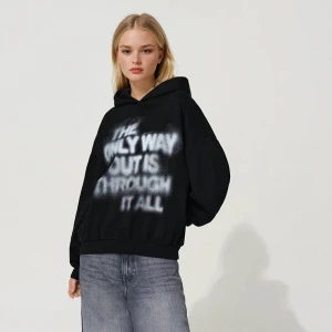 Czarna bluza z kapturem i dużym nadrukiem loose fit House