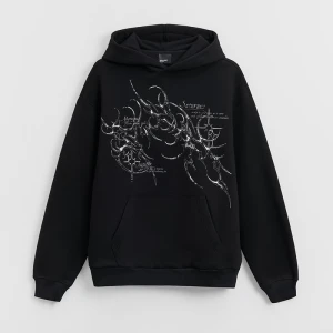 Czarna bluza z kapturem i motywem tribal House