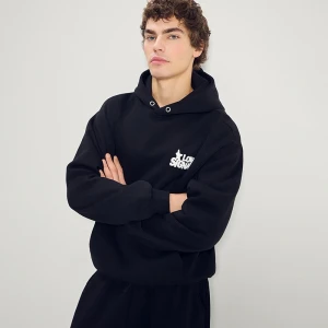 Czarna bluza z kapturem i nadrukiem Low Signal House