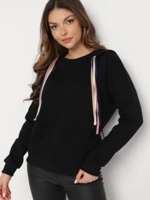 Czarna Bluza z Kapturem i Ozdobnymi Sznurkami Cebele las garras