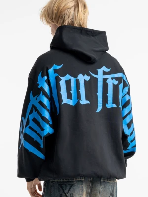 Czarna bluza z kapturem OVERSIZE z autorską grafiką z tyłu Reporter