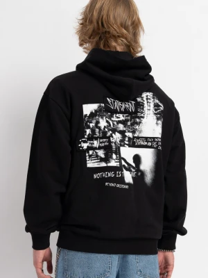 Czarna bluza z kapturem z autorską grafiką z tyłu Reporter