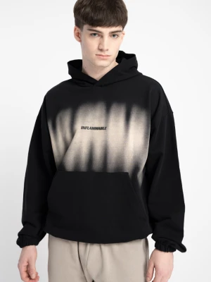 Czarna bluza z kapturem z nadrukiem z przodu Reporter