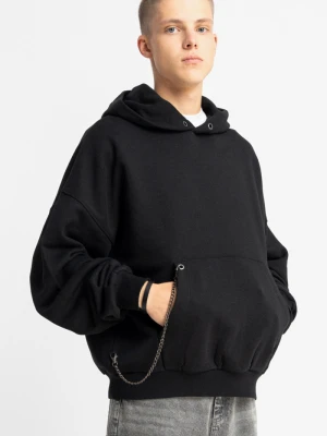 Czarna bluza z kapturem z odpinanym łańcuszkiem Reporter