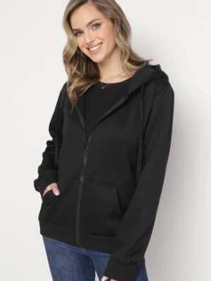 Czarna Bluza z Kapturem Zapinana na Suwak Bran j.style