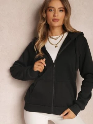 Czarna Bluza z Kapturem Zapinana na Suwak Edan j.style