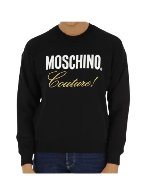 Czarna Bluza z Nadrukiem Logo Moschino