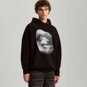 Czarna bluza z nadrukiem o fasonie oversize House