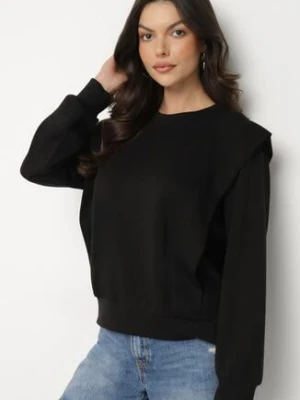 Czarna Bluza z Wiskozą z Podkreśloną Linią Ramion Alithra new collection