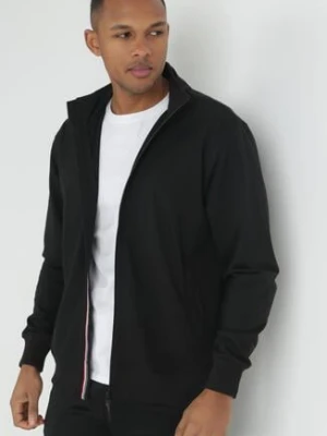 Czarna Bluza Zapinana na Suwak z Wsuwanymi Kieszeniami Zorda