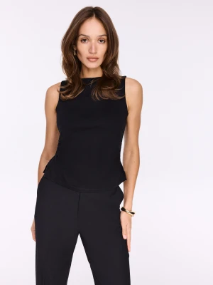 Czarna bluzka bez rękawów z jedwabiem TARANKO