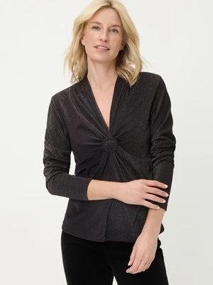 Czarna bluzka damska Edda z kopertowym dekoltem – Liaison en Vogue Olsen