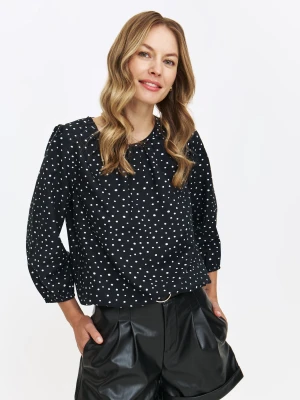 Czarna bluzka damska w drobne grochy Top Secret