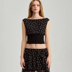 Czarna bluzka damska w groszki House