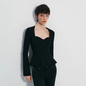 Czarna bluzka gorsetowa z dekoltem w serce House