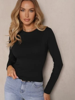 Czarna Bluzka Longsleeve z Bawełny Avelfia