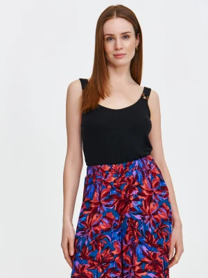 Czarna bluzka na ramiączkach z aplikacją Top Secret