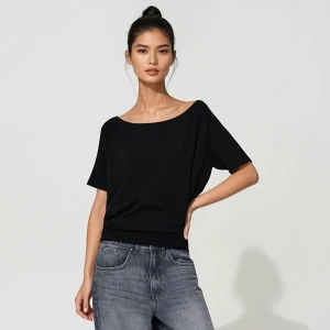 Czarna bluzka one shoulder z szerokim ściągaczem House