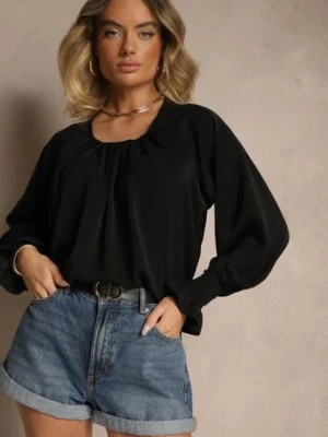 Czarna Bluzka Ozdobiona Marszczeniem Emirana new collection