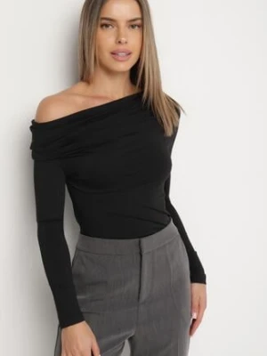 Czarna Bluzka Vices o Asymetrycznym Kroju z Długimi Rękawami Kovrra