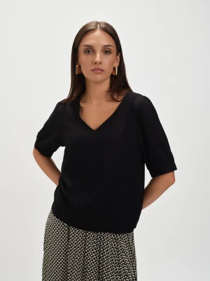 Czarna bluzka z bufiastymi rękawami Top Secret