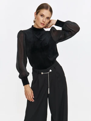 Czarna bluzka z bufiastymi rękawami Top Secret
