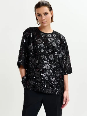 CZARNA BLUZKA Z CEKINAMI ESSENTIEL ANTWERP