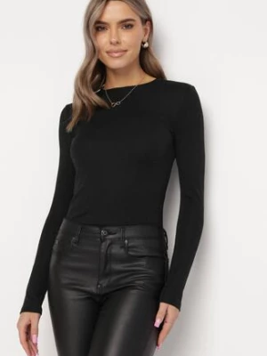 Czarna Bluzka z Długim Rękawem i Metaliczną Nitką Aiange by swan