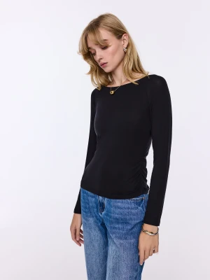 Czarna bluzka z długim rękawem z lyocellem, wełną i kaszmirem TARANKO
