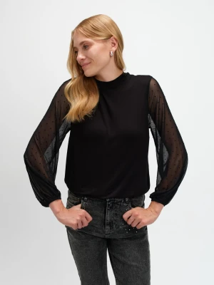 Czarna bluzka z efektownymi rękawami Top Secret