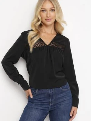 Czarna Bluzka z Haftem Destyn elsa.m by may