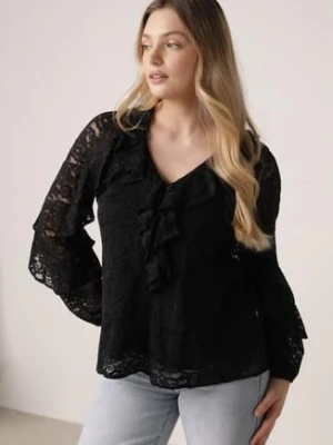 Czarna Bluzka z Koronki Ozdobiona Falbankami Sewola bisou's project