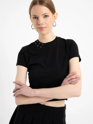 Czarna bluzka z ozdobnymi nitami Reporter Young